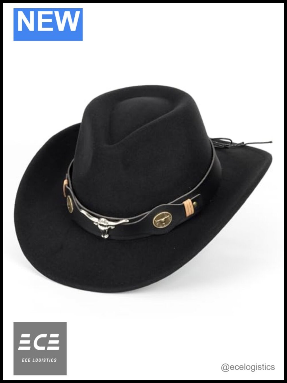 Felt Cowboy Hat Western Fedora Wide Brim Adjustable